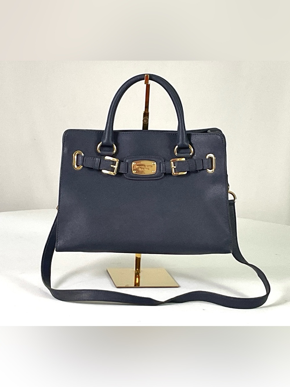 NWOT-Michael Kors-“ HAMILTON”-Navy saffiano leather satchel/shoulder bag
